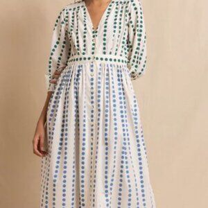 EUC Daydress Kitty Dress Blue/Green Polka Size S **PLEASE READ**